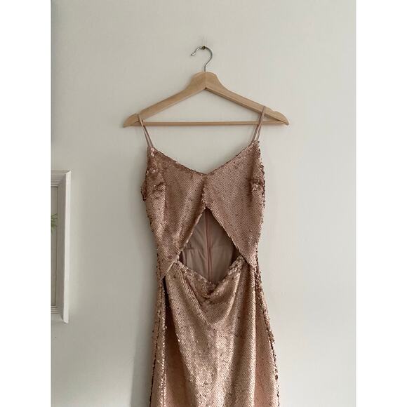 L'AGENCE Femme Sequin Cutout Midi Rose Gold Dress Size 0 - Picture 5 of 9